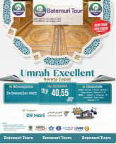 Paket Umrah Akhir Tahun , Umrah Libur Sekolah , Umrah Excellent, Kereta Cepat , Umrah 1447H / 2025M, Khazzanah -Btt,  09  hari , Keberangkatan 24 Desember  2025